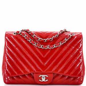 Chanel Jumbo Classic Single Flap Bag Chevron Patent
